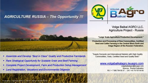 AGRICULTURE RUSSIA – The Opportunity !!!